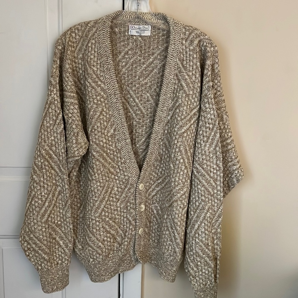 Vintage 1980s Christian Dior Cardigan Knit Sweater Size M